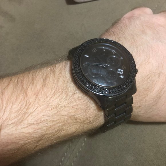 NEW MICHAEL KORS BLACK CERAMIC W/ ONYX CRYSTALS - Picture 4 of 4